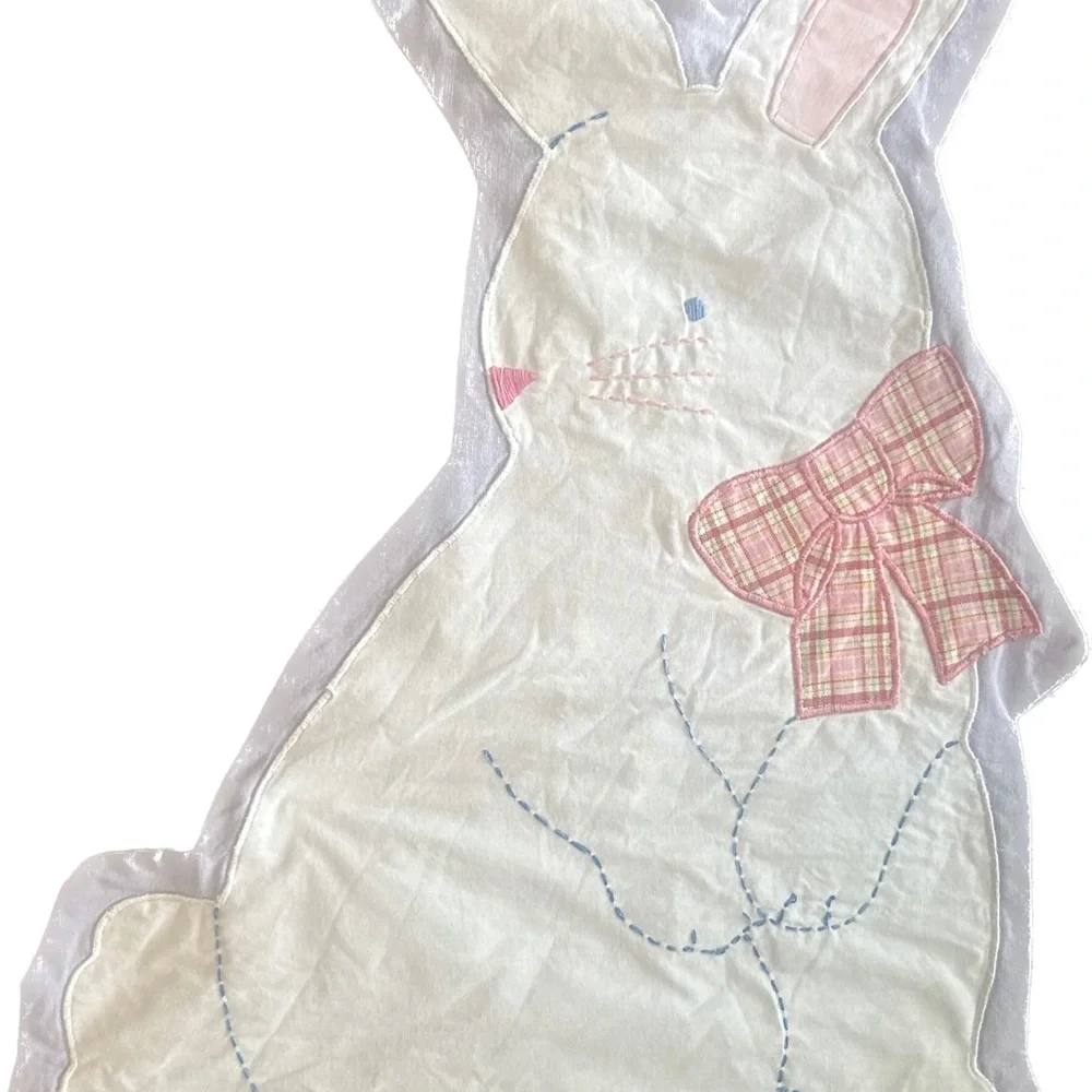 Pottery Barn Kids set of four easter bunny with bows gingham plaid placemats
